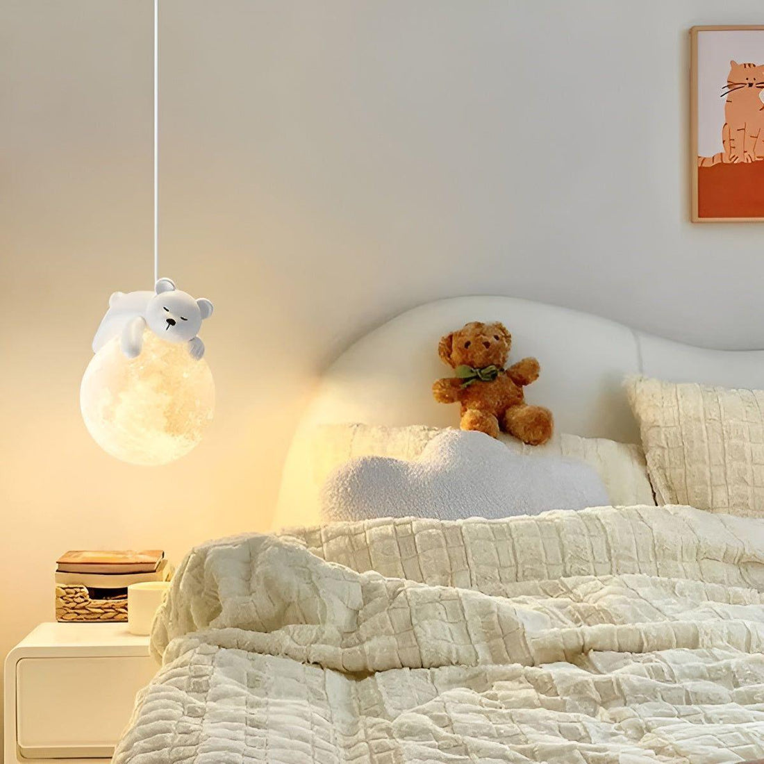 KidBright Light - Kreativ Tecknad Djur Måne Hängande Lampa
