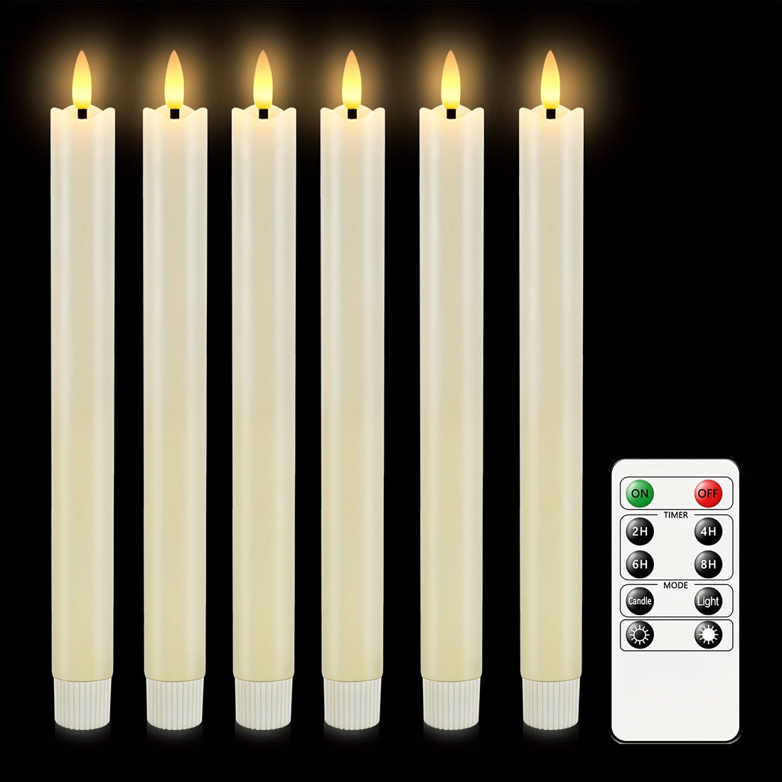 LED-ljusstakar Fladdrande Flamsfria Elfenben Set