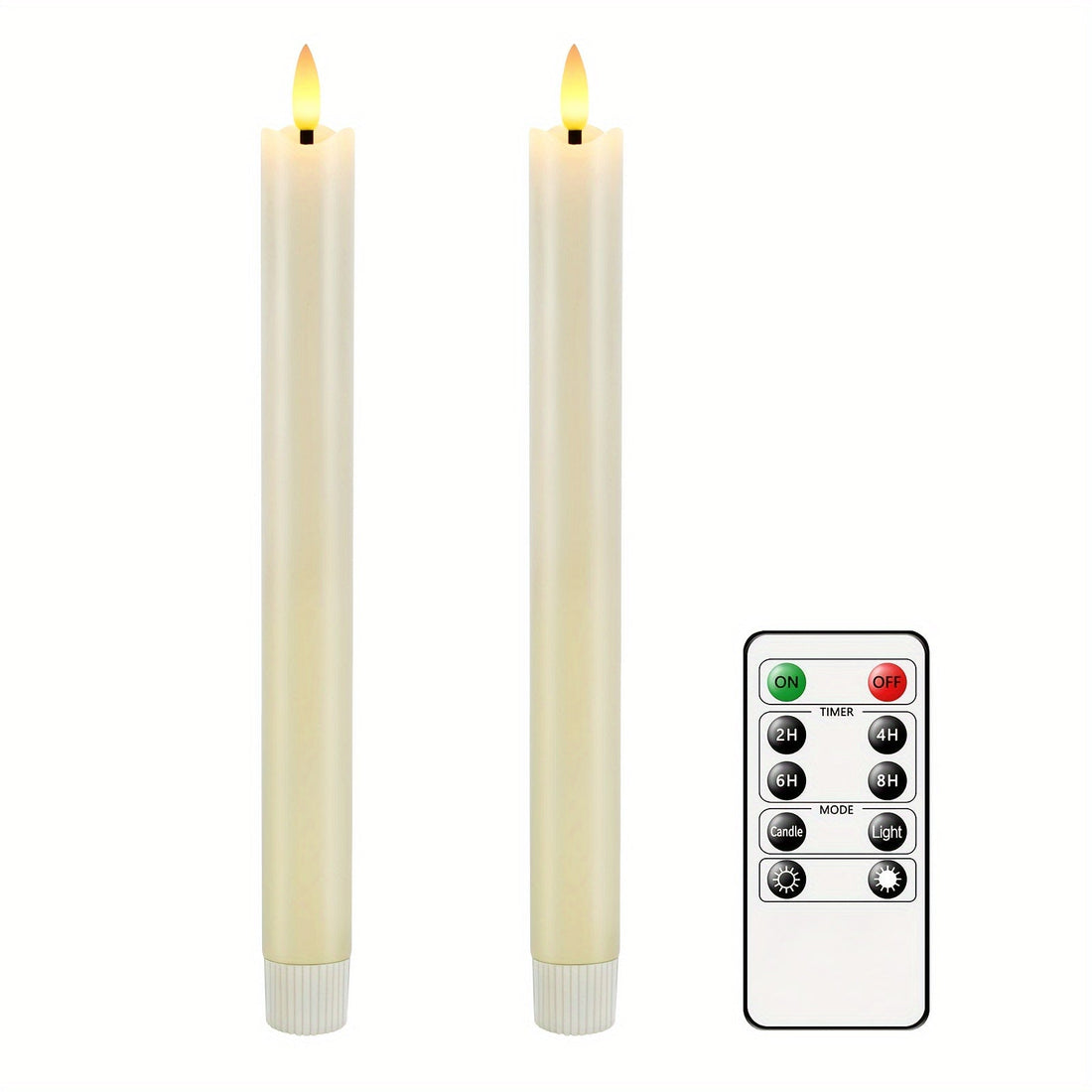 LED-ljusstakar Fladdrande Flamsfria Elfenben Set
