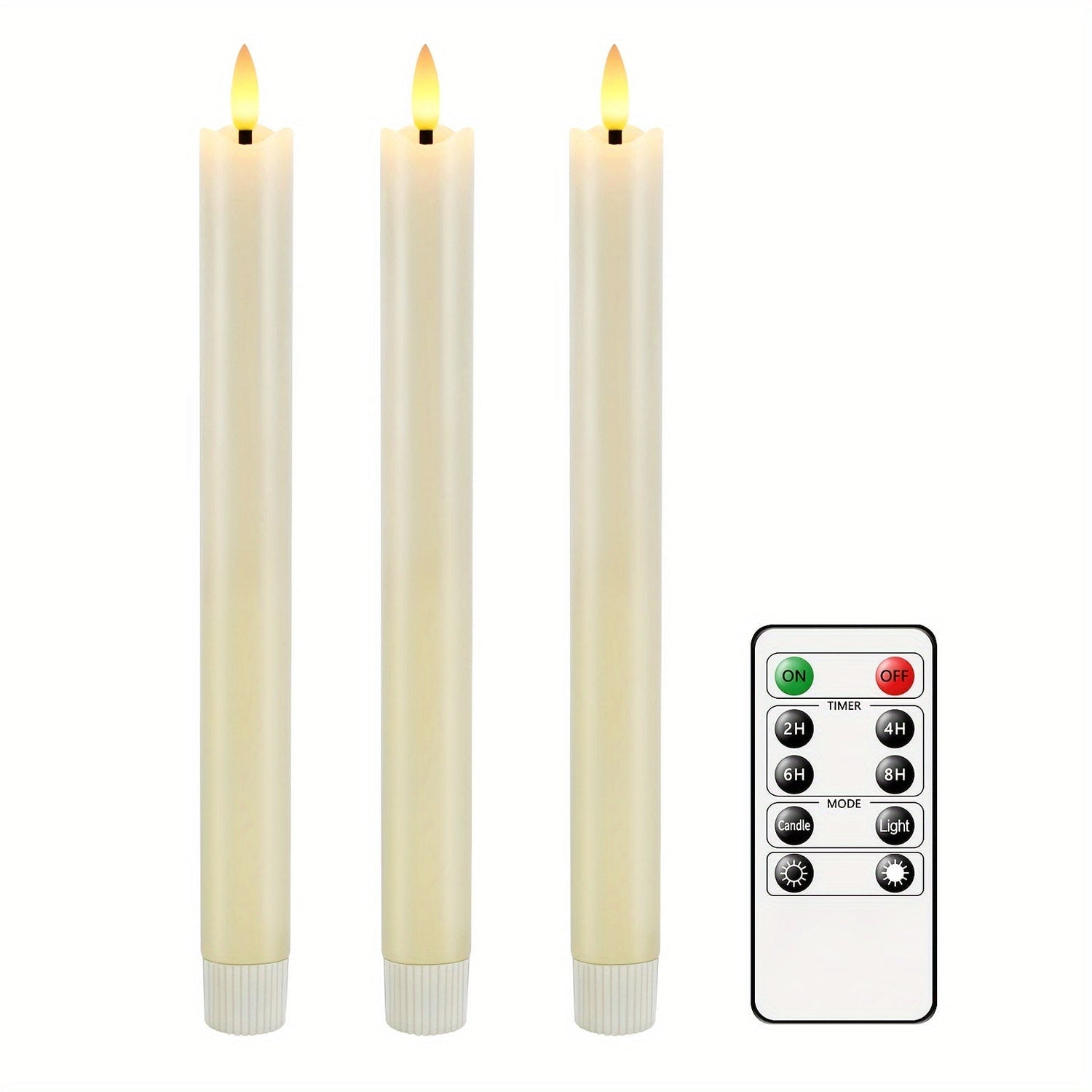 LED-ljusstakar Fladdrande Flamsfria Elfenben Set