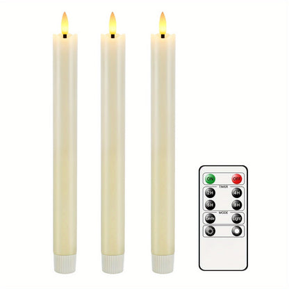 LED-ljusstakar Fladdrande Flamsfria Elfenben Set