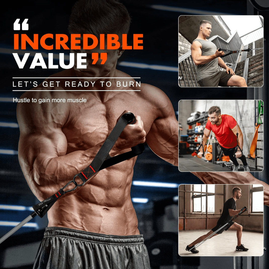 FLEXCORE – Motståndsband-set för helkroppsträning med handtag, ankelskydd och dörrankare