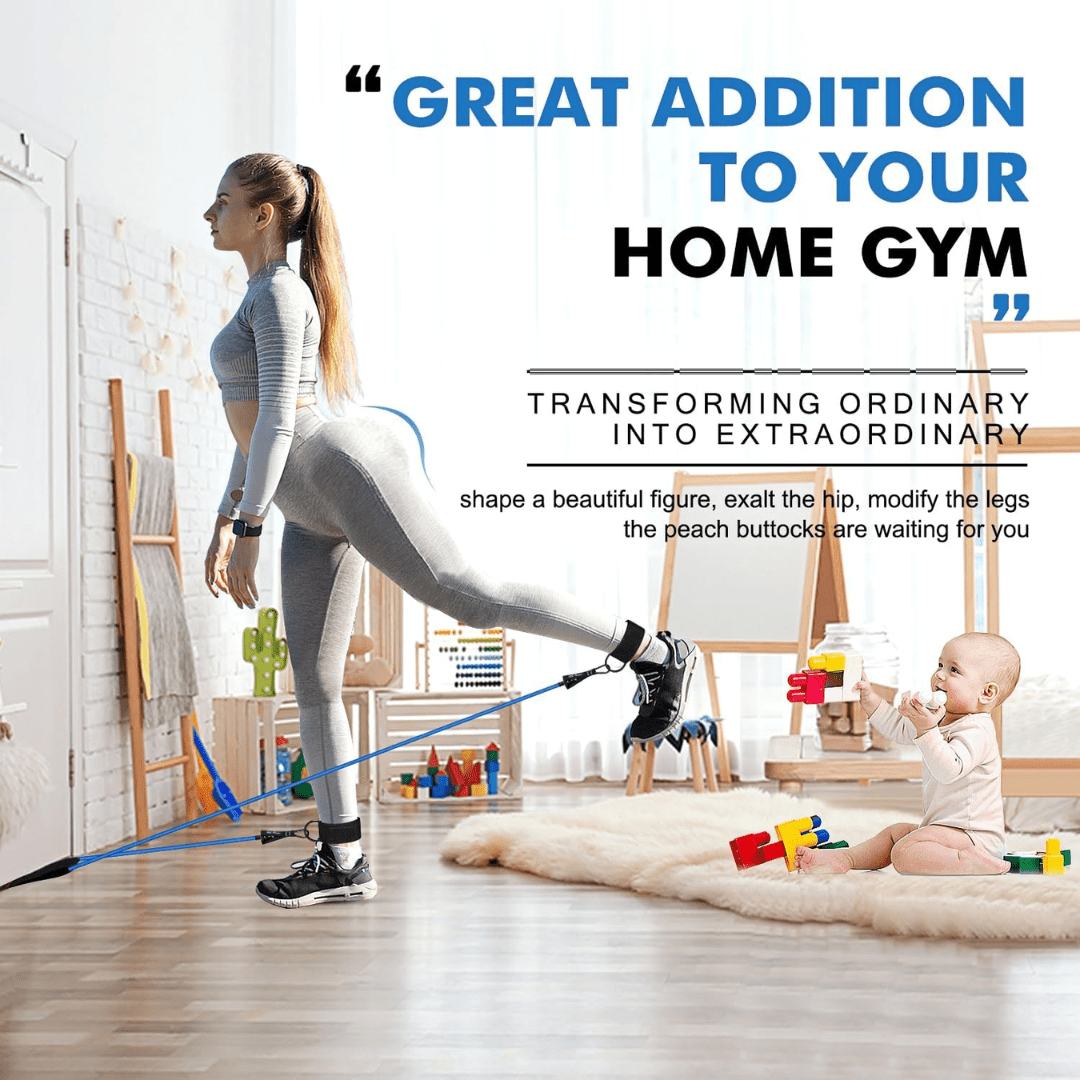 FLEXCORE – Motståndsband-set för helkroppsträning med handtag, ankelskydd och dörrankare