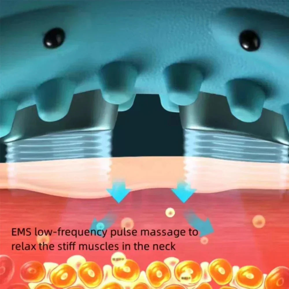 Flexease Nackmassageapparat - EMS-teknologi, akupressur &amp; traction - effektiv lindring av nacksmärta &amp; hållningsstöd - daglig 10-minuters avkoppling