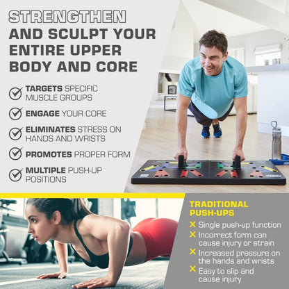 Flexifit hopfällbar armhävning träningsbräda - 30+ färgkodade positioner - Hela kroppen styrketräning - Bröst, armar, axlar träning