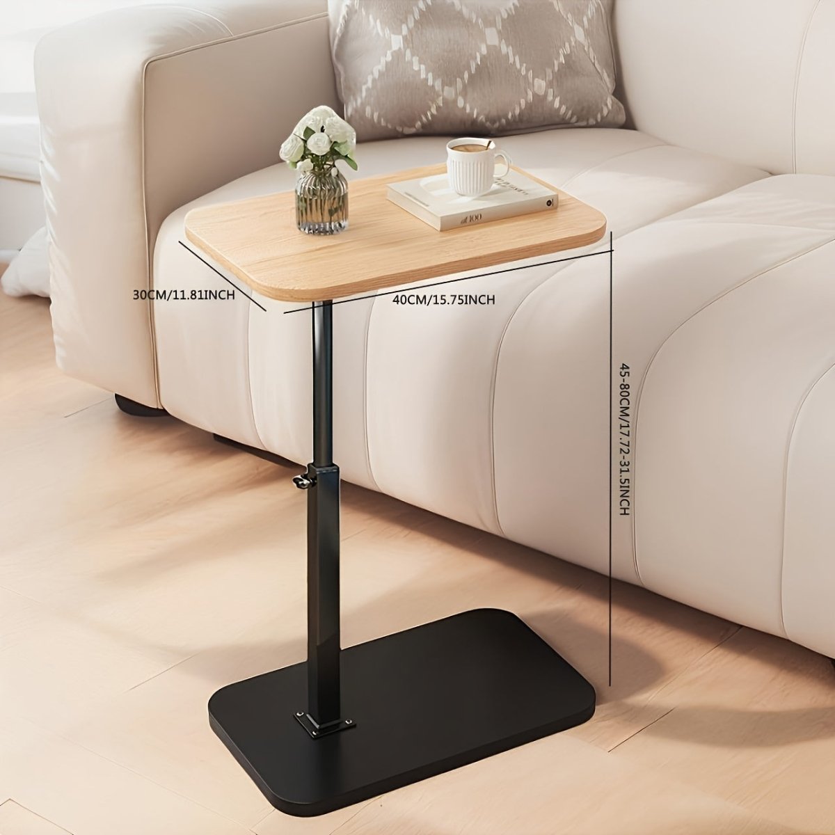 LIVELIFT – Justerbart sidobord för soffa och säng med träskiva