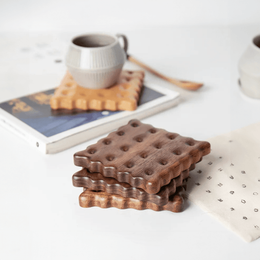 Fyra bitars set av trä kakform coasters modern stil