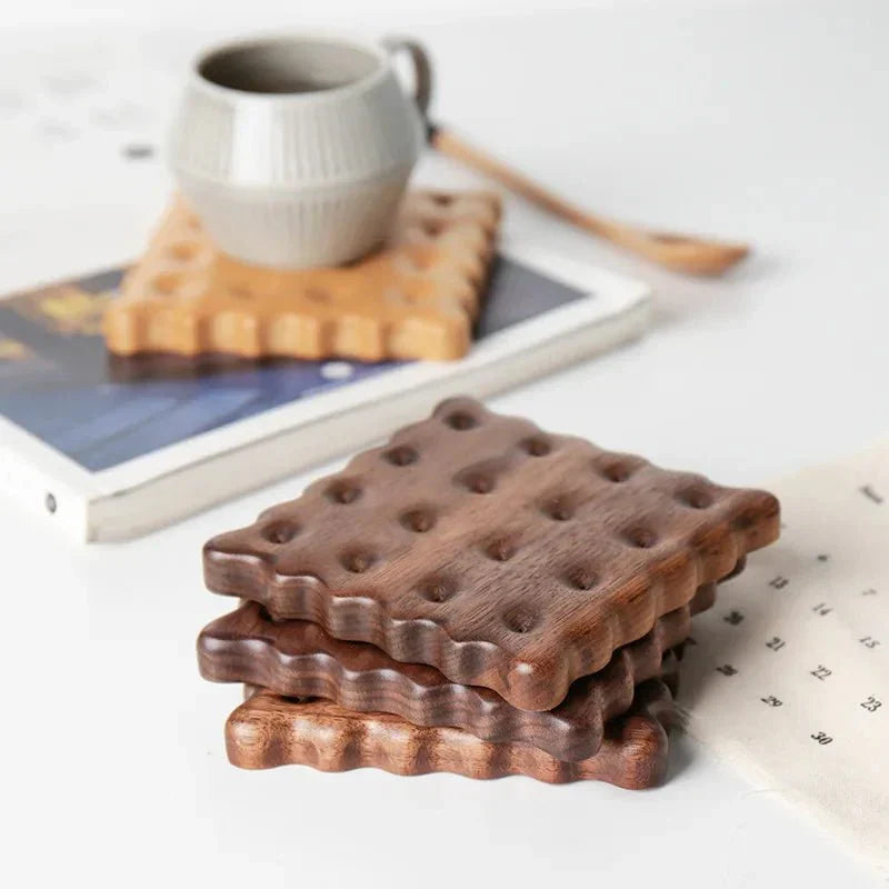 Fyra bitars set av trä kakform coasters modern stil