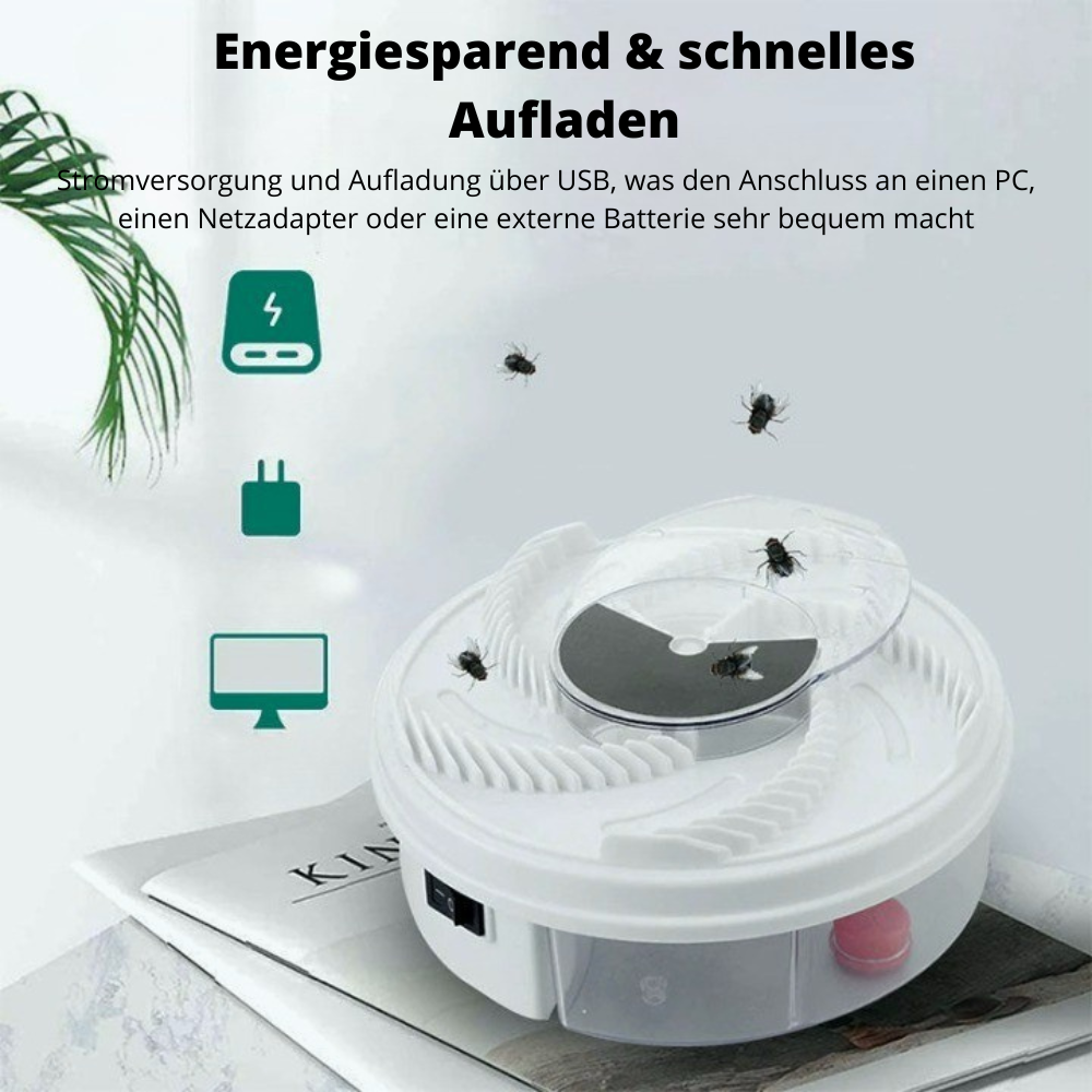 Carvallo Flugfälla med rotation och bete-kammare | Tyst och miljövänlig | För inomhus och utomhus