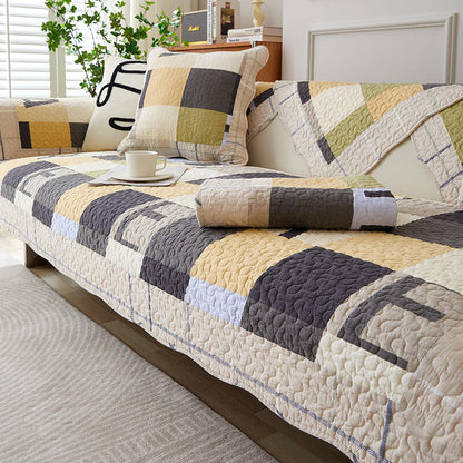 Bomullsrutig reptålig sofföverdrag för skydd av husdjur