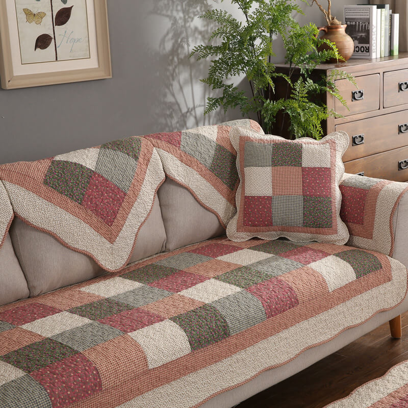 Bomullsquiltad tvättbar halkfri sofföverdrag med komfort