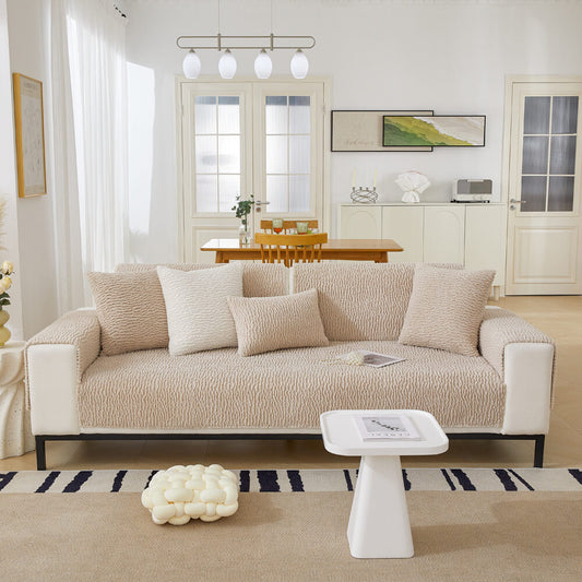 Krämfärgad Berberfleece Anti-scratch Sofföverdrag