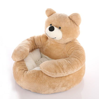 Pet Bed Plush Bear Cuddle-Style Nest