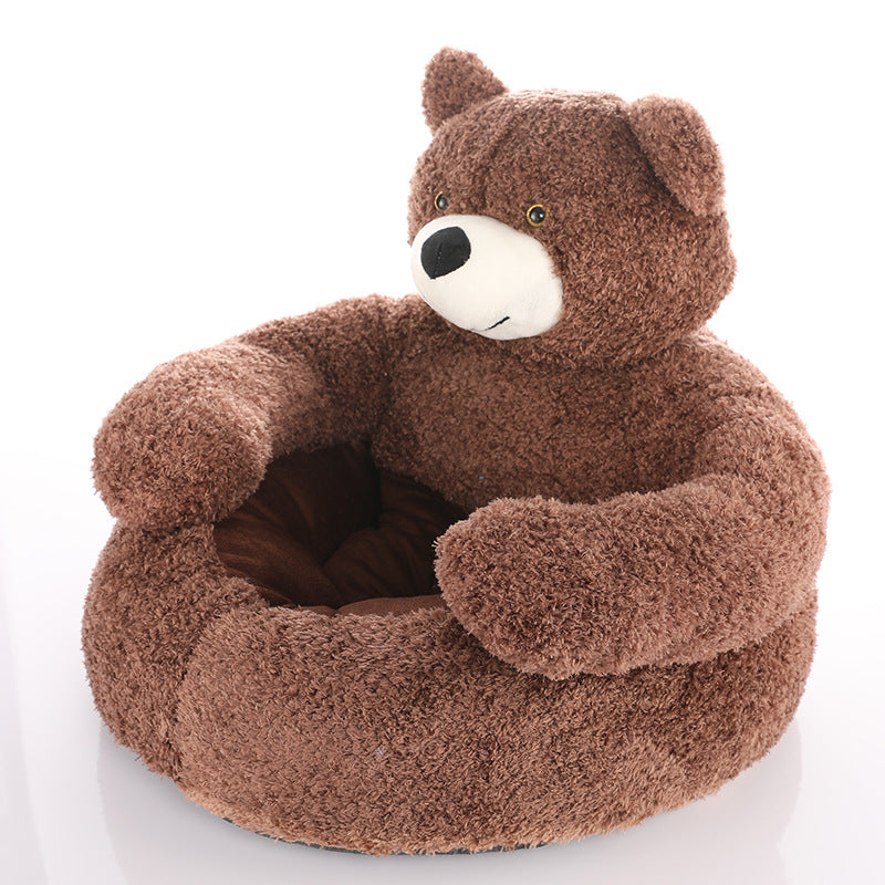 Pet Bed Plush Bear Cuddle-Style Nest