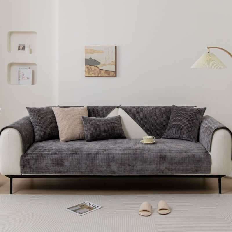 Delikat Waffle Chenille Tyg Möbel Skyddsoverkast Sofföverdrag