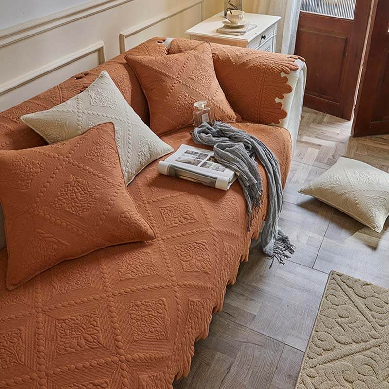 Fashion Leaf Trim Cotton Washable Sofföverdrag 70x70 cm