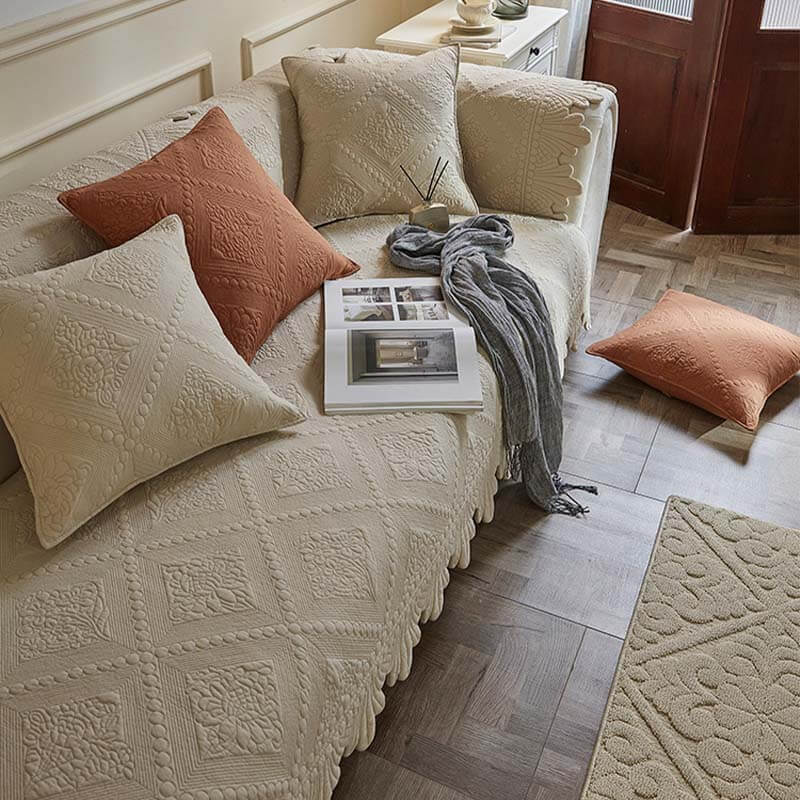 Fashion Leaf Trim Cotton Washable Sofföverdrag 70x70 cm