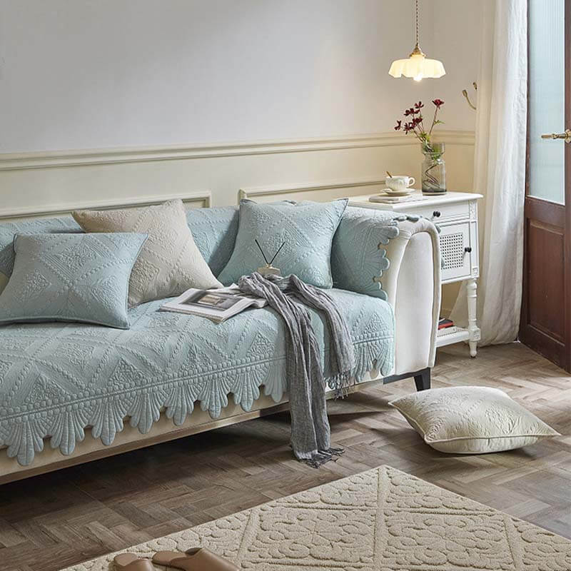 Fashion Leaf Trim Cotton Washable Sofföverdrag 70x70 cm