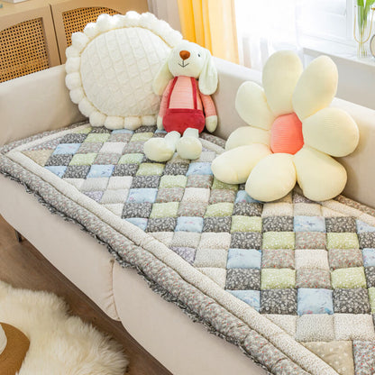 Blommig Handgjord Ren Bomull Skyddande Sofföverdrag, Halkfri