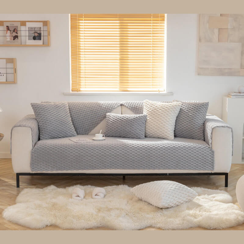 Honeycomb Plush Tjocknon-slip Sofföverdrag för Husdjur
