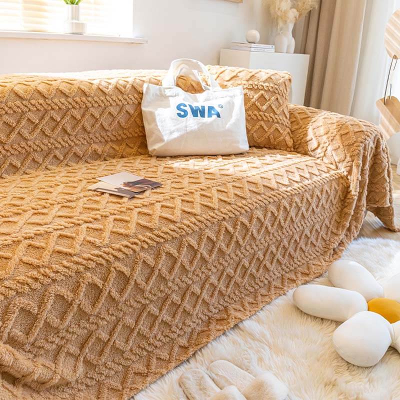 Enfärgad fleece möbel skyddsoverkast mjuk mysig