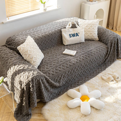 Enfärgad fleece möbel skyddsoverkast mjuk mysig