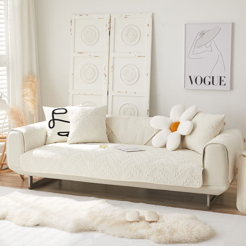 Varm Kristall Sammet Vete Broderi Halkskydd Sofföverdrag