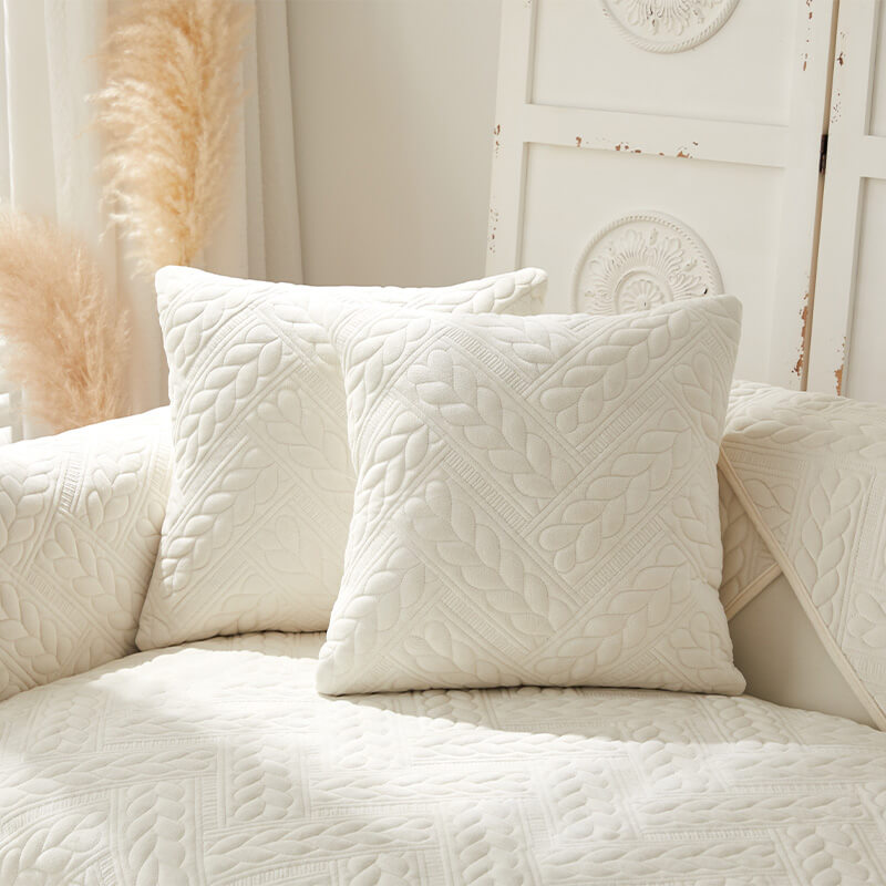 Varm Kristall Sammet Vete Broderi Halkskydd Sofföverdrag