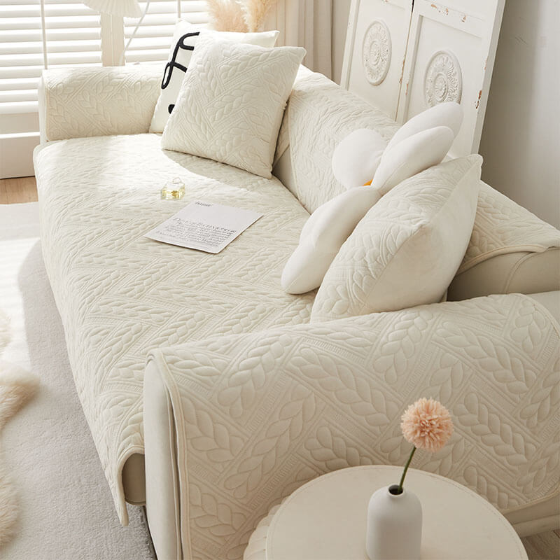 Varm Kristall Sammet Vete Broderi Halkskydd Sofföverdrag