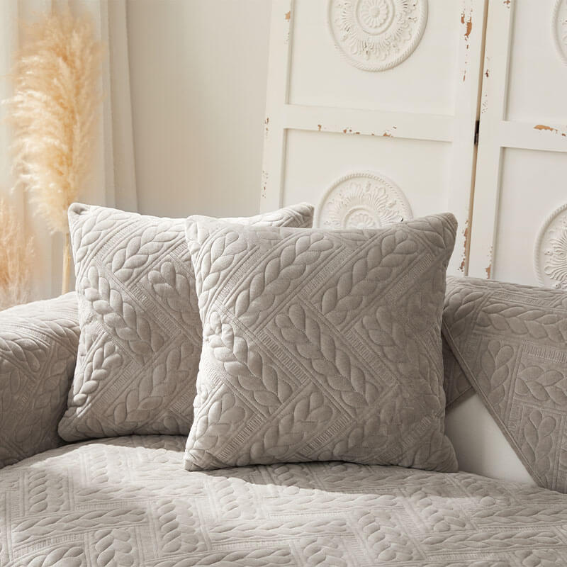 Varm Kristall Sammet Vete Broderi Halkskydd Sofföverdrag