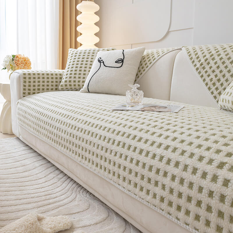 Varm Sherpa Fleece Pläd Sofföverdrag Möbelskydd