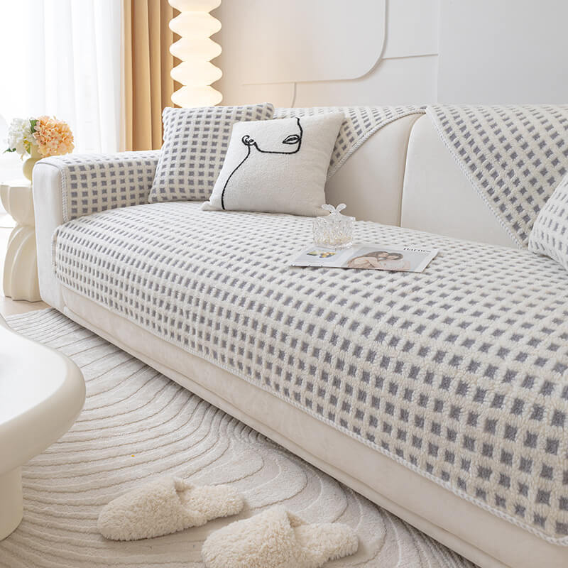 Varm Sherpa Fleece Pläd Sofföverdrag Möbelskydd