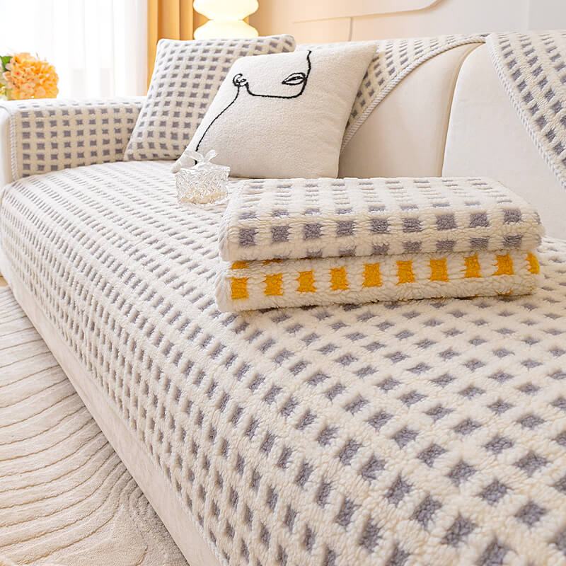 Varm Sherpa Fleece Pläd Sofföverdrag Möbelskydd