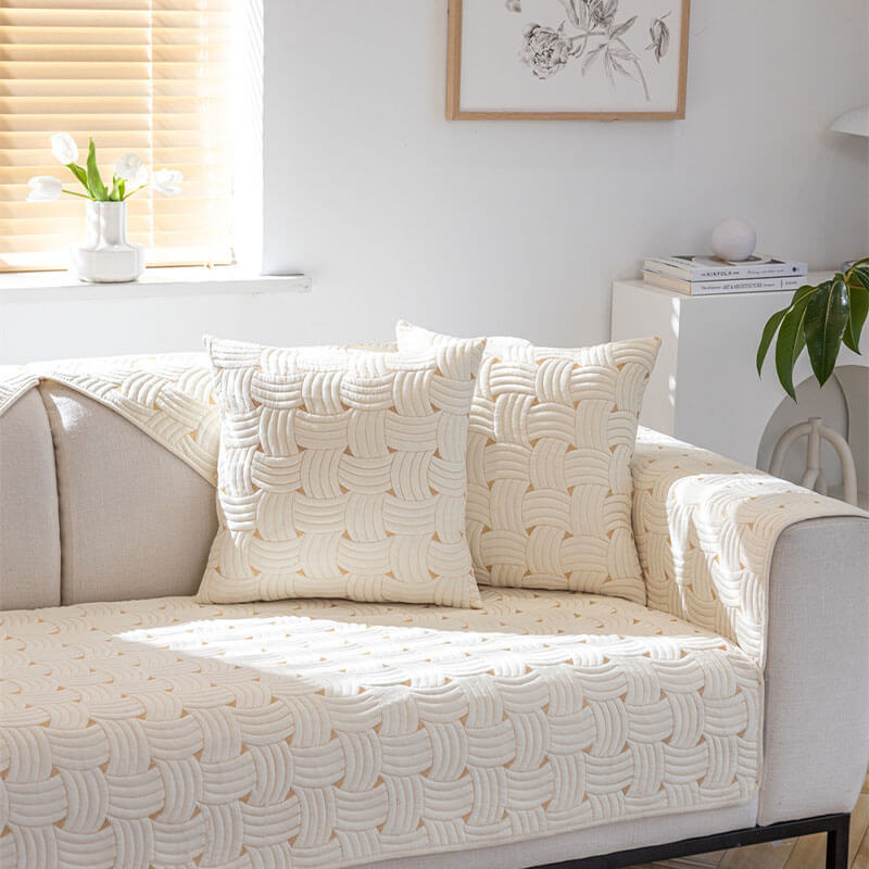 Vävmönster bomull quiltad sektionell sofföverdrag, halkfri