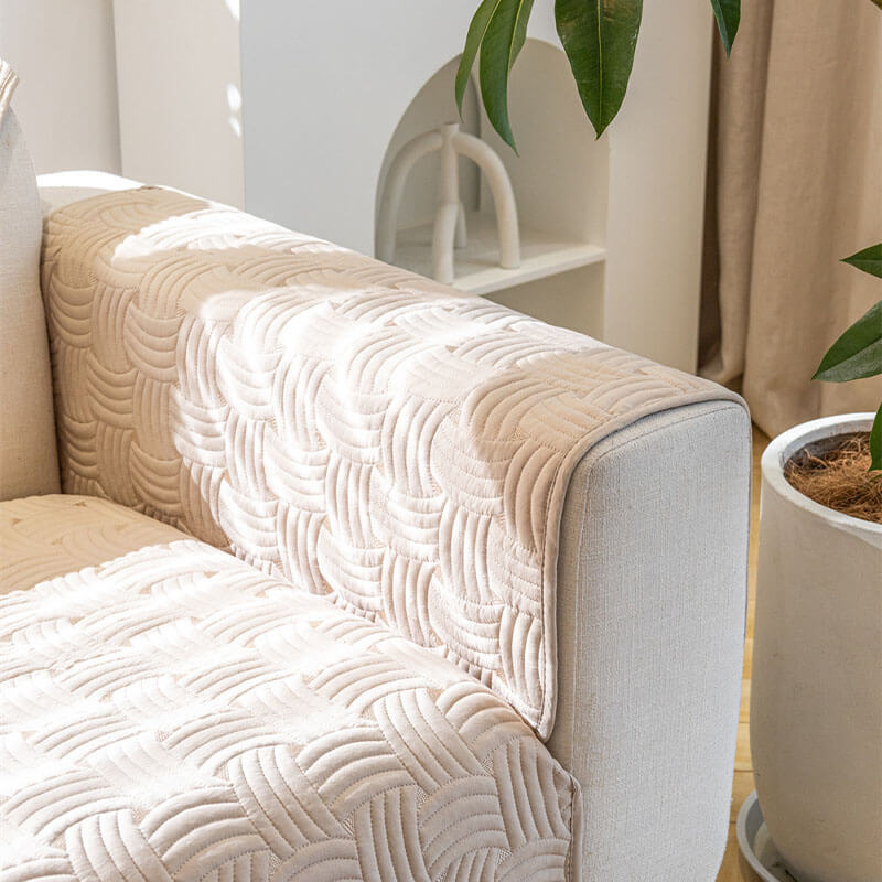 Vävmönster bomull quiltad sektionell sofföverdrag, halkfri