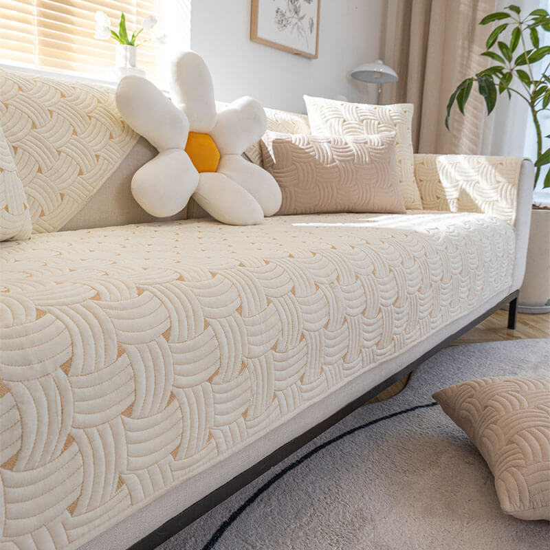 Vävmönster bomull quiltad sektionell sofföverdrag, halkfri