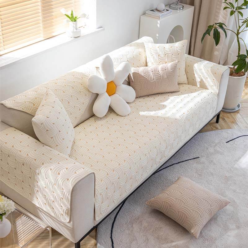 Vävmönster bomull quiltad sektionell sofföverdrag, halkfri