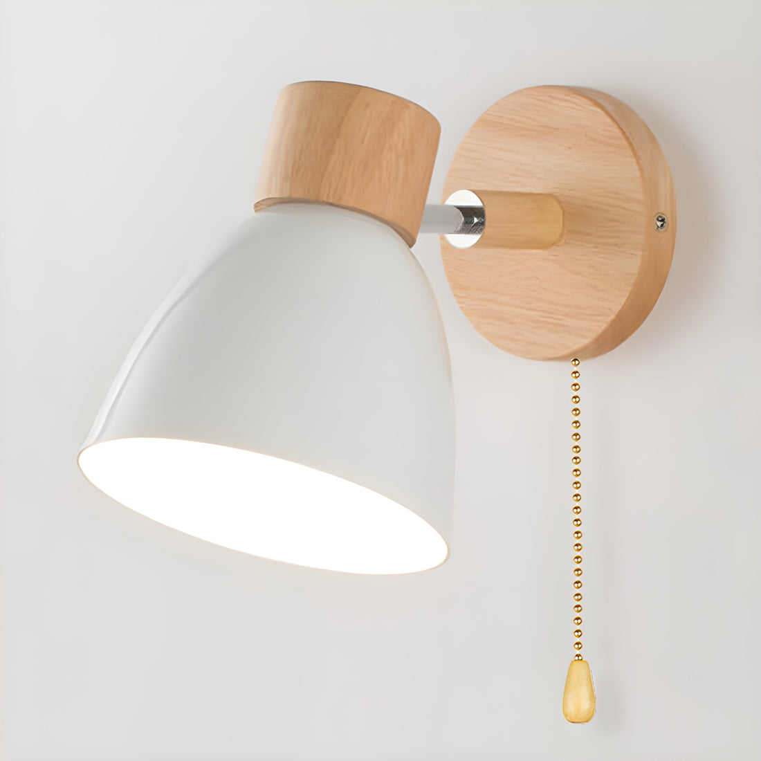 Trä Nordisk Vägglampa med Strömbrytare för Mysigt Sovrum