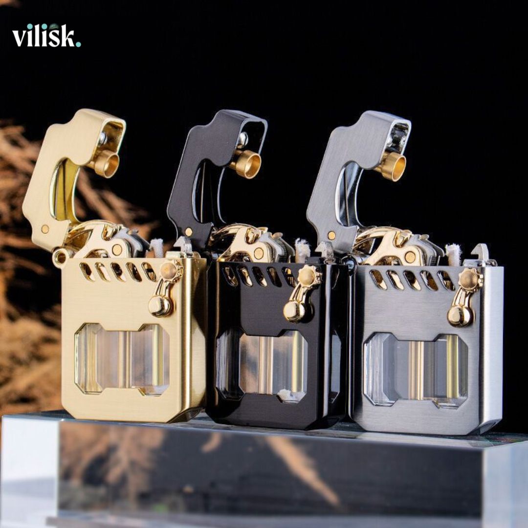 GearFrame Lighter - Vindskyddat tändsticka med växellådsmechanism och säkerhetslås