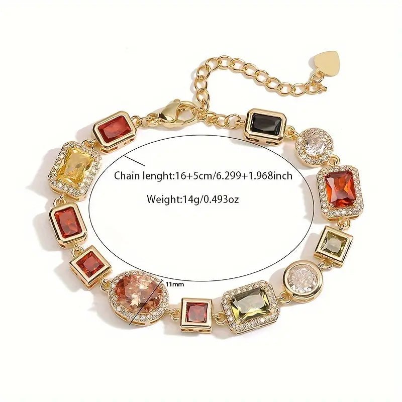 Geometriskt zirkon-smyckeset - Modern förgylld halsband &amp; öronhängen