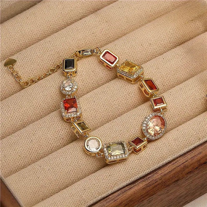 Geometriskt zirkon-smyckeset - Modern förgylld halsband &amp; öronhängen