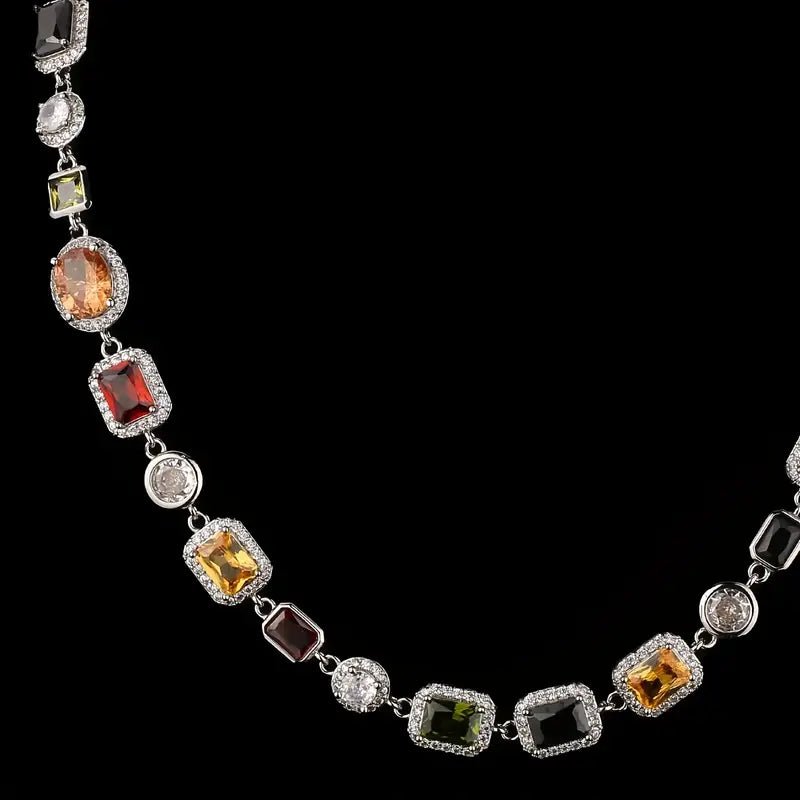 Geometriskt zirkon-smyckeset - Modern förgylld halsband &amp; öronhängen