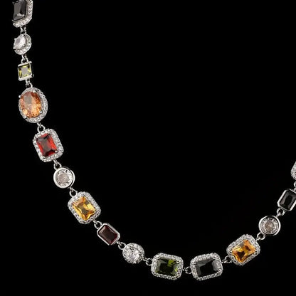 Geometriskt zirkon-smyckeset - Modern förgylld halsband &amp; öronhängen