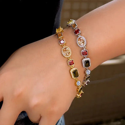 Geometriskt zirkon-smyckeset - Modern förgylld halsband &amp; öronhängen