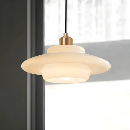 AuraBeam Light – Minimalistisk elfenbensfärgad LED-hänglampa i glas