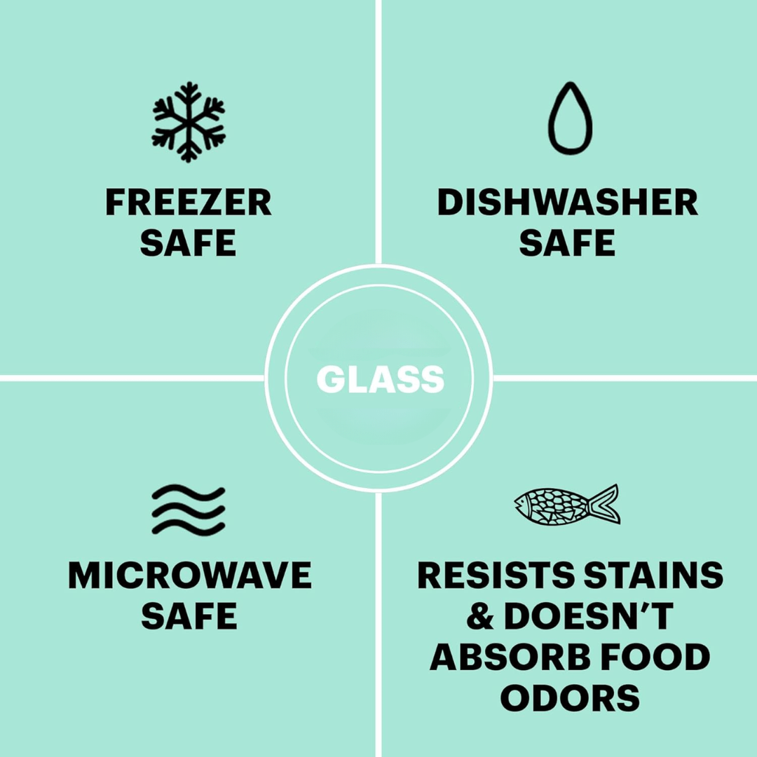 Glassker – 12-delars glas livsmedelsförvaringsset med tätslutande, läckagesäkra lock