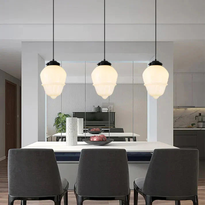 Lunara | Geometrisk mjölkglas pendellampa i vitt
