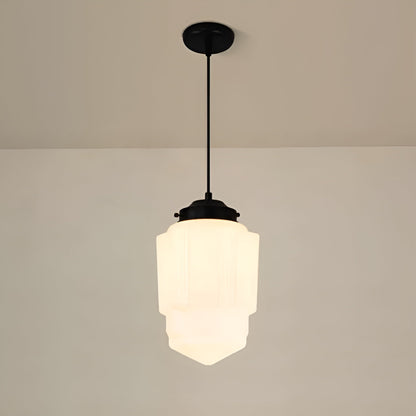 Hängelampa i opalglas – Vintage design med geometrisk glas