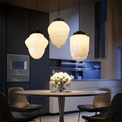 Lunara | Geometrisk mjölkglas pendellampa i vitt