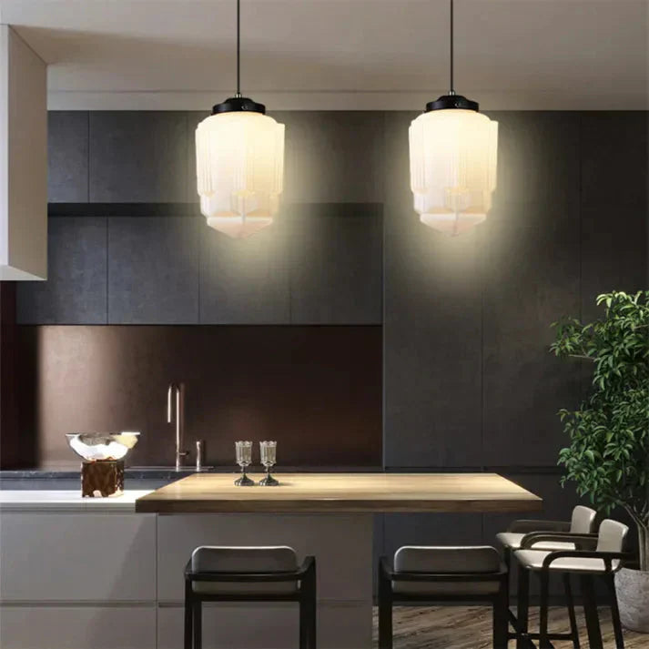 Lunara | Geometrisk mjölkglas pendellampa i vitt